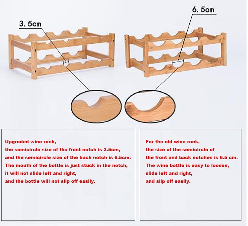 Kework Bamboo Wine Rack, 8 Bottles Tabletop Wine Holder, Free Standing Countertop Wine Storage Shelf Rack, White - Image 5